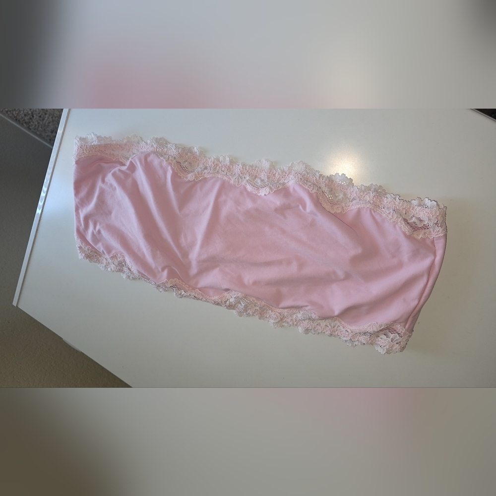 SKIMS Lace Bandeau Strapless Bra Pink 3X Stretch Soft Lounge - Picture 4 of 4